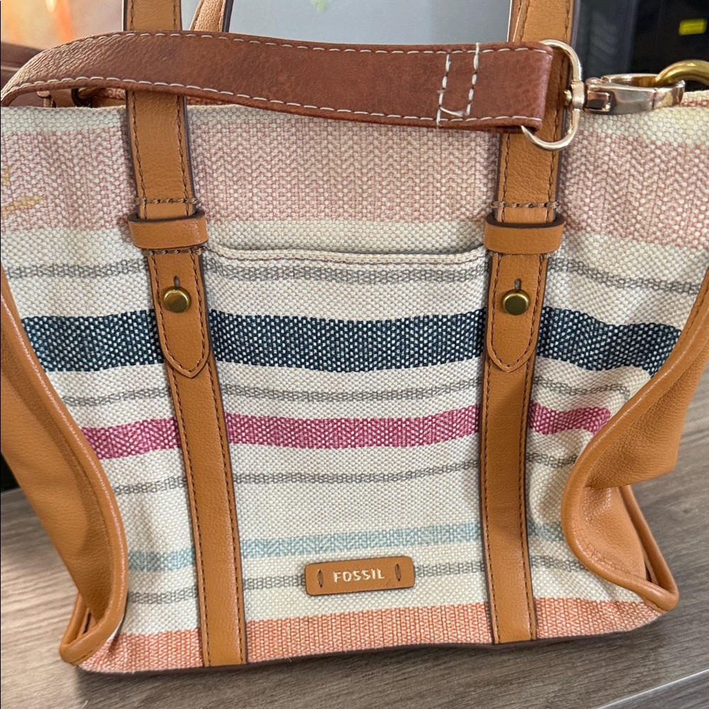 Fossil Women's Canvas Tote with Stripes